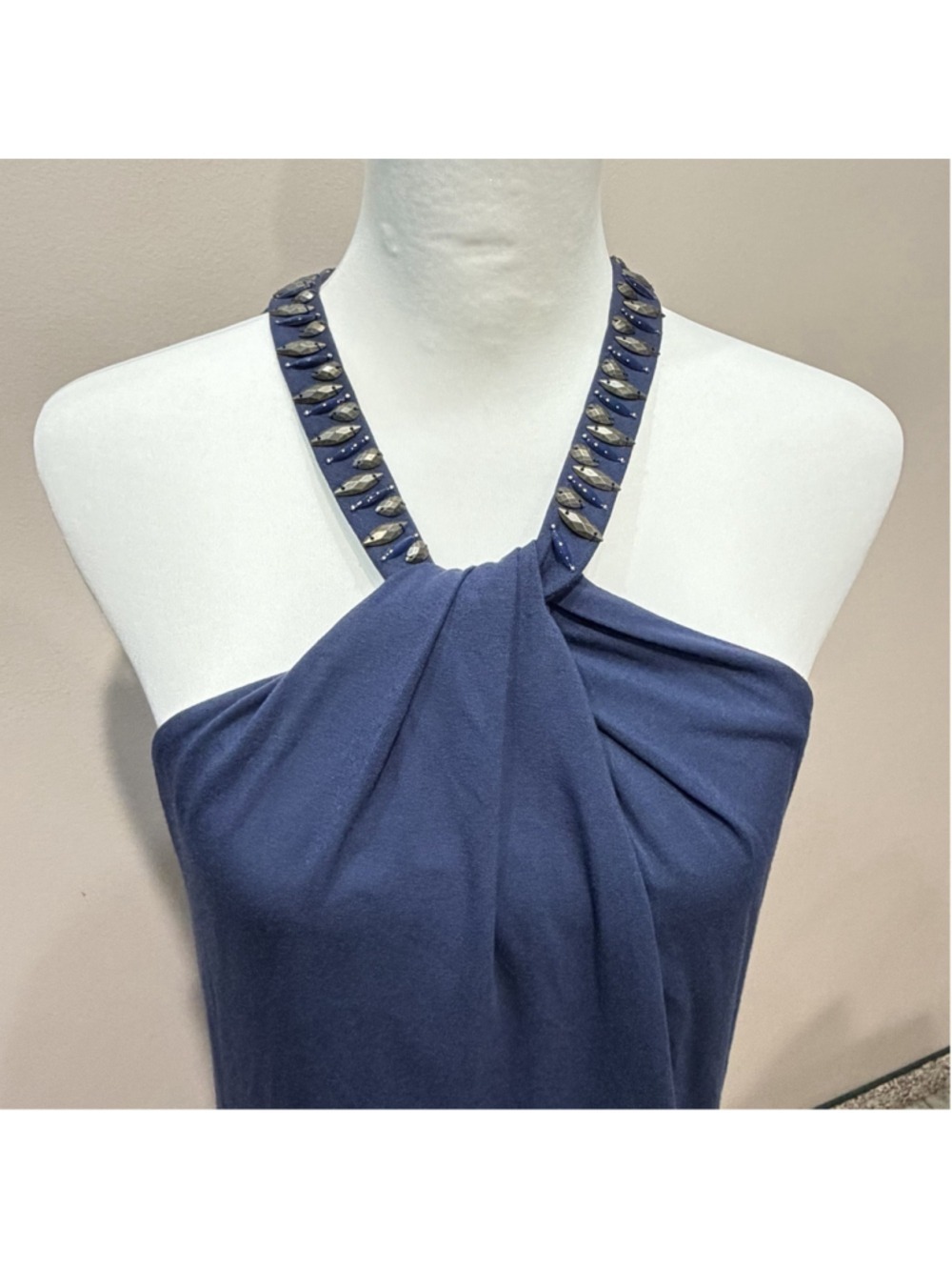 New Tommy Bahama Jersey Halter Dress M Blue Beach Cruise Resort Travel Coastal - Picture 4 of 12